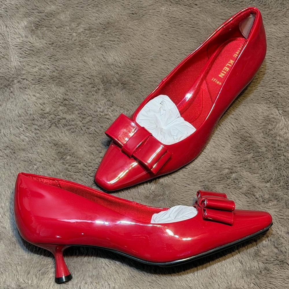 NWT - Anne Klein Women’s Red Theresa Bow High Heels, Size - 6.5 - Picture 7 of 7